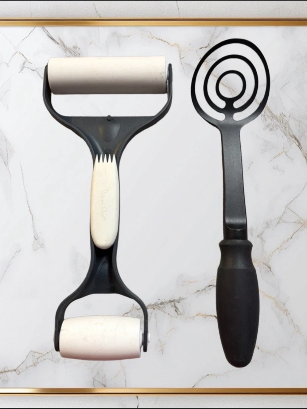 Pampered Chef Dual Rolling Pin Pizza Pie Pastry Cookie Dough & Mix & Mash Tool
